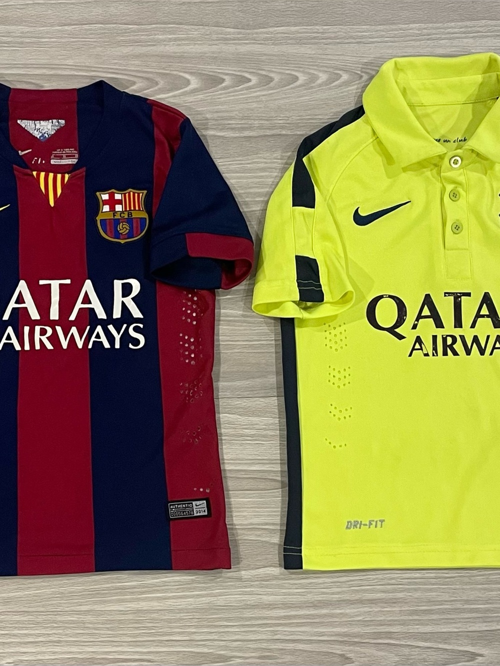 Lot of 2 Nike 2014/15 Barcelona Home Soccer Jersey Football Youth Size XL